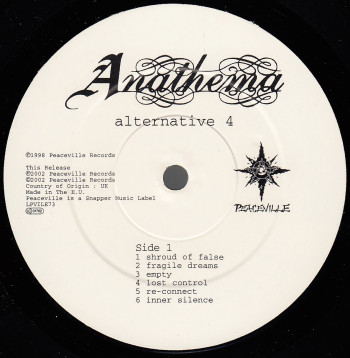 Anathema Alternative 4, Peaceville united kingdom, LP
