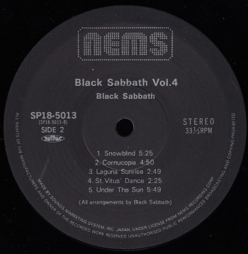 Black Sabbath Black Sabbath Vol 4, Nems japan, LP