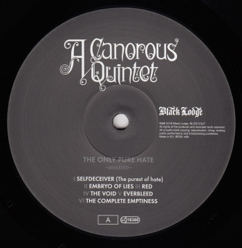 A Canorous Quintet The Only Pure Hate MMXVIII, Black Lodge Records sweden, LP
