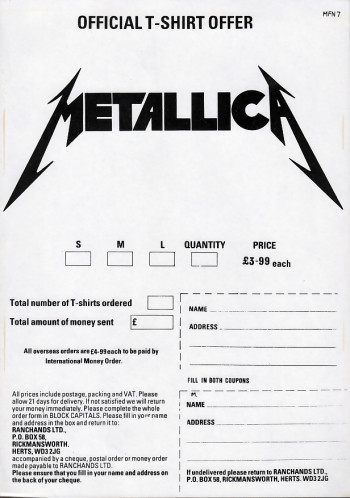 Metallica Kill'Em All, Music For Nations france, LP