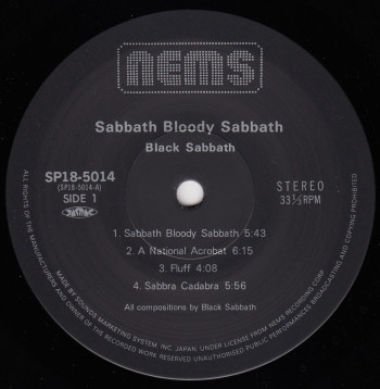 Black Sabbath Sabbath Bloody Sabbath, Nems japan, LP