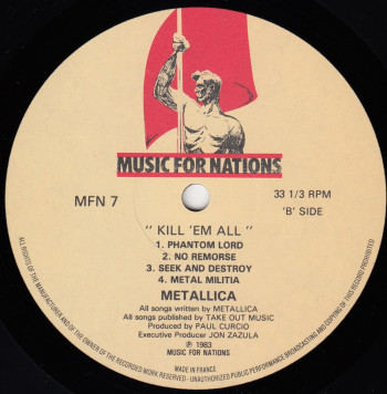 Metallica Kill'Em All, Music For Nations france, LP