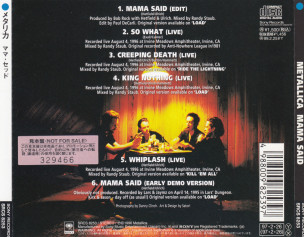 Metallica Mama Said, Sony japan, CD Promo