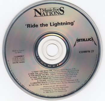 Metallica Ride The Lightning, Music For Nations france, CD