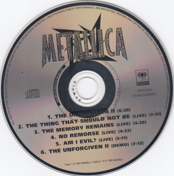 Metallica The Unforgiven II, Sony japan, CD Promo