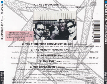 Metallica The Unforgiven II, Sony japan, CD Promo