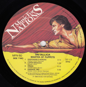 Metallica Master Of Puppets, Music For Nations united kingdom, LP