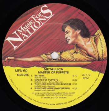 Metallica Master Of Puppets, Music For Nations united kingdom, LP