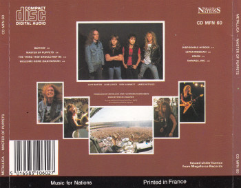 Metallica Master Of Puppets, Music For Nations france, CD