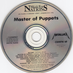 Metallica Master Of Puppets, Music For Nations france, CD