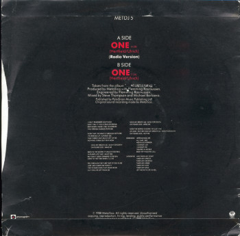 Metallica One, Vertigo/Phonogram united kingdom, 7" Promo