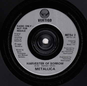 Metallica Harvester Of Sorrow, Vertigo united kingdom, 7" Promo