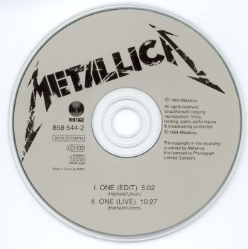 Metallica One live, Vertigo france, Single