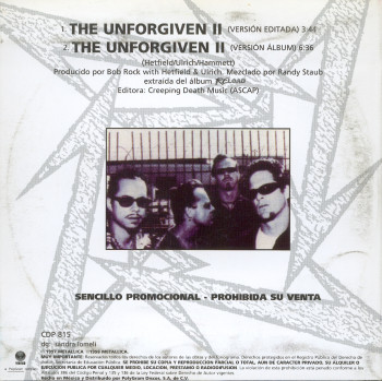 Metallica The Unforgiven II, Polygram mexico, CD Promo