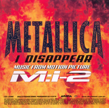Metallica I Disappear, Artista mexico, CD Promo
