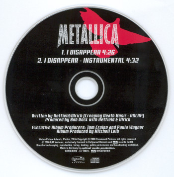 Metallica I Disappear, Hollywood germany, Single