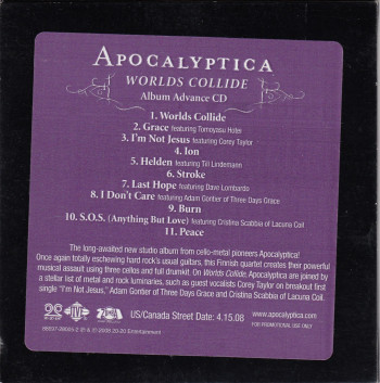 Apocalyptica Worlds Collide, Sony/BMG usa, CD Promo