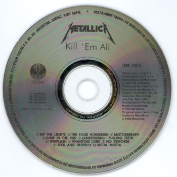 Metallica Kill'Em All, Vertigo/Polygram argentina, CD Misprint