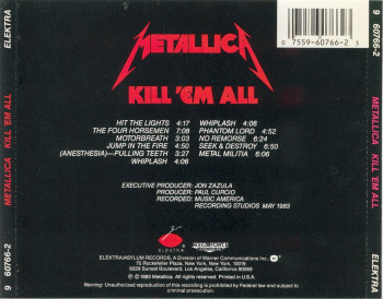 Metallica Kill'Em All, Elektra usa, CD Misprint