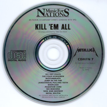 Metallica Kill'Em All, Music For Nations france, CD