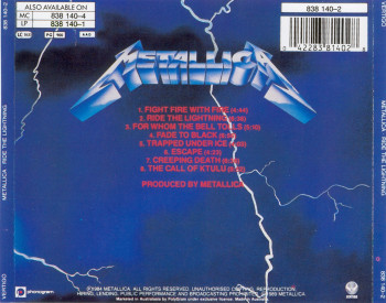 Metallica Ride The Lightning, Vertigo australia, CD gold