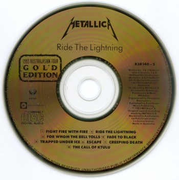 Metallica Ride The Lightning, Vertigo australia, CD gold