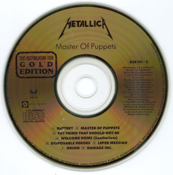 Metallica Master Of Puppets, Vertigo australia, CD gold