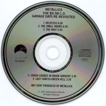 Metallica Garage Days Re-Revisited, Elektra usa, CD Misprint