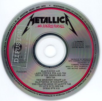 Metallica ...And Justice For All, Vertigo/Polygram argentina, CD Promo