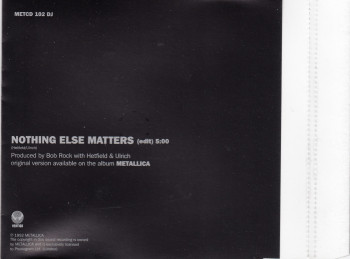 Metallica Nothing Else Matters, Vertigo united kingdom, CD Promo