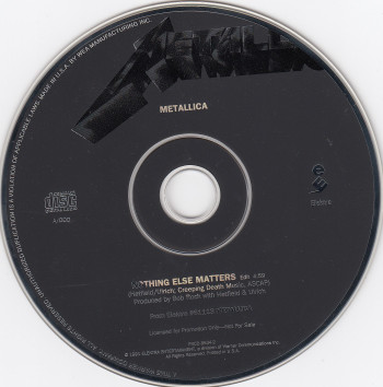 Metallica Nothing Else Matters, Elektra usa, CD Promo
