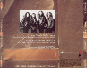 Metallica Stone Cold Crazy, Elektra usa, CD Promo