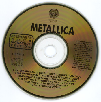 Metallica Metallica, Vertigo australia, CD gold