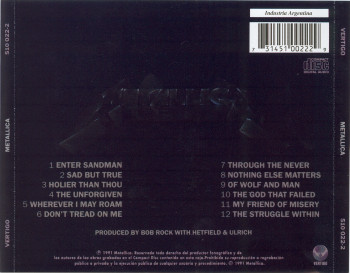 Metallica Metallica, Vertigo argentina, CD Promo