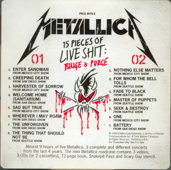 Metallica 15 Pieces Of Live Shit, Elektra usa, CD Promo