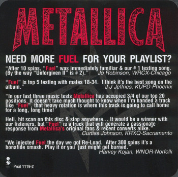Metallica Fuel, Elektra usa, CD Promo