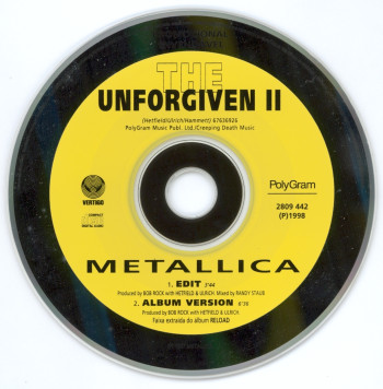 Metallica The Unforgiven II, Vertigo/Polygram brazil, CD Promo