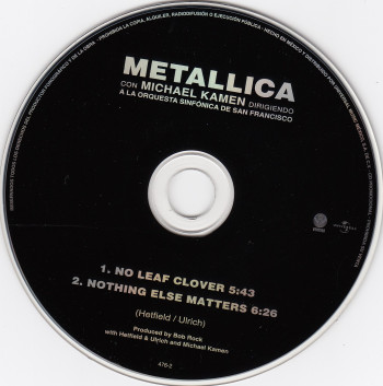 Metallica No Leaf Clover, Vertigo mexico, CD Promo