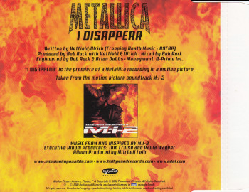 Metallica I Disappear, Hollywood germany, Maxi black