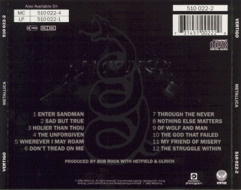 Metallica Metallica, Vertigo france, CD Promo