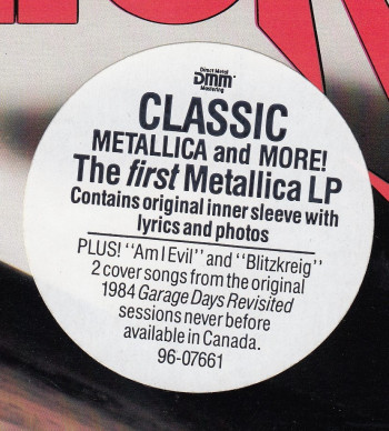 Metallica Kill'Em All, Elektra canada, LP Promo