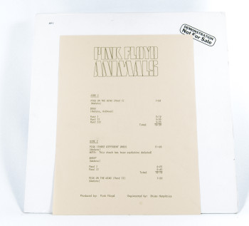 Pink Floyd Animals, Columbia records usa, LP Promo