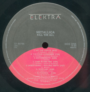 Metallica Kill'Em All, Elektra canada, LP