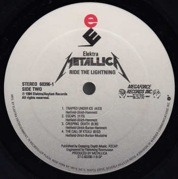 Metallica Ride The Lightning, Elektra usa, LP