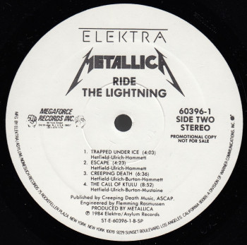 Metallica Ride The Lightning, Elektra usa, LP Promo