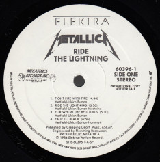 Metallica Ride The Lightning, Elektra usa, LP Promo