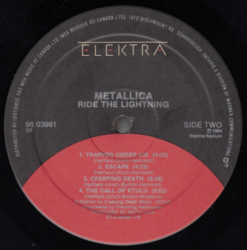 Metallica Ride The Lightning, Elektra canada, LP Promo