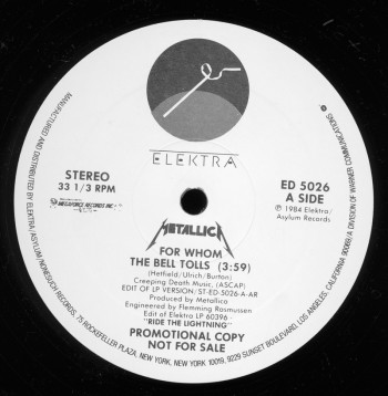 Metallica For Whom The Bell Tolls, Elektra/Asylum usa, 12" Promo