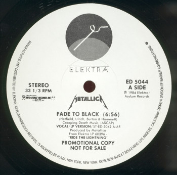 Metallica Fade To Black, Elektra/Asylum usa, 12" Promo
