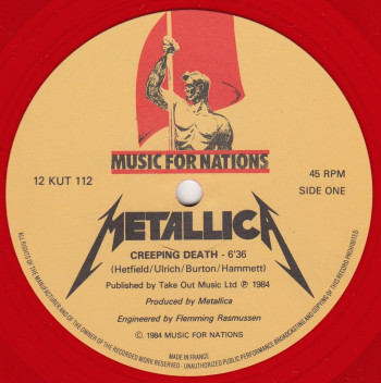 Metallica Creeping Death, Music For Nations france, 12" clear red